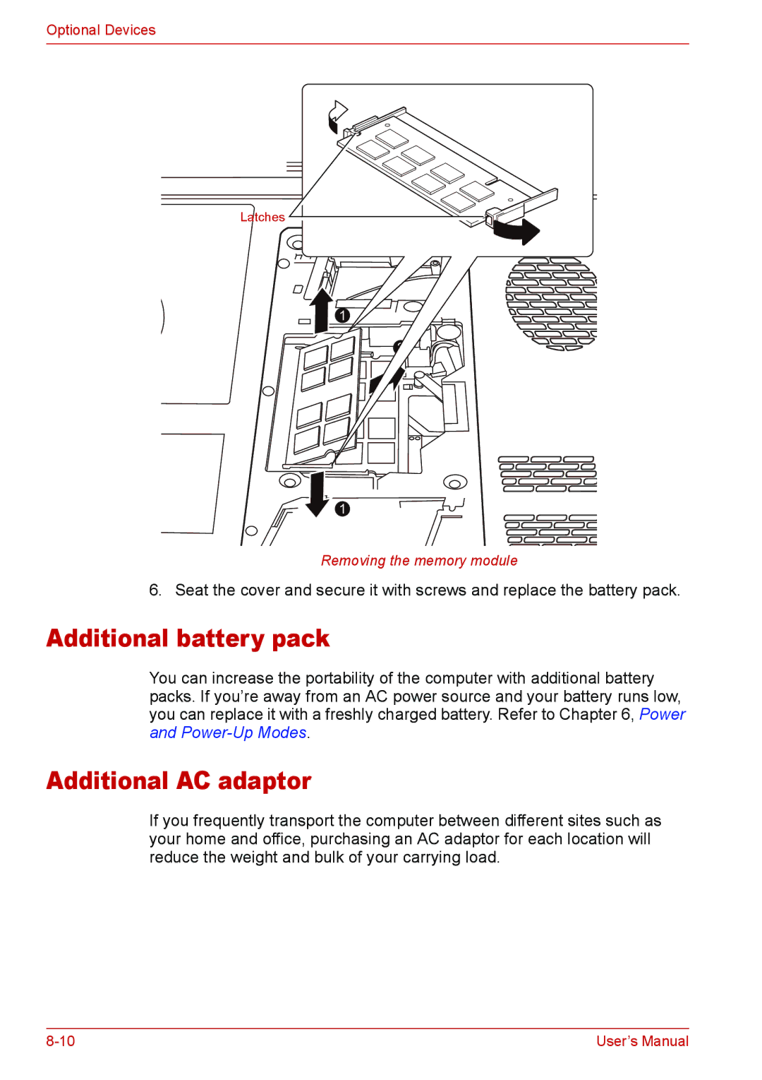 Toshiba Satellite M300/M300D/ L310/L310D Satellite Pro M300/M300D/ L310/L310D user manual Additional battery pack 