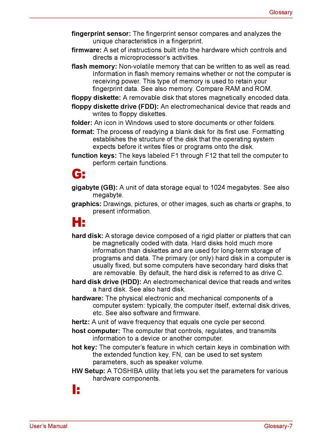 Toshiba Satellite M300/M300D/ L310/L310D Satellite Pro M300/M300D/ L310/L310D user manual Glossary-7 