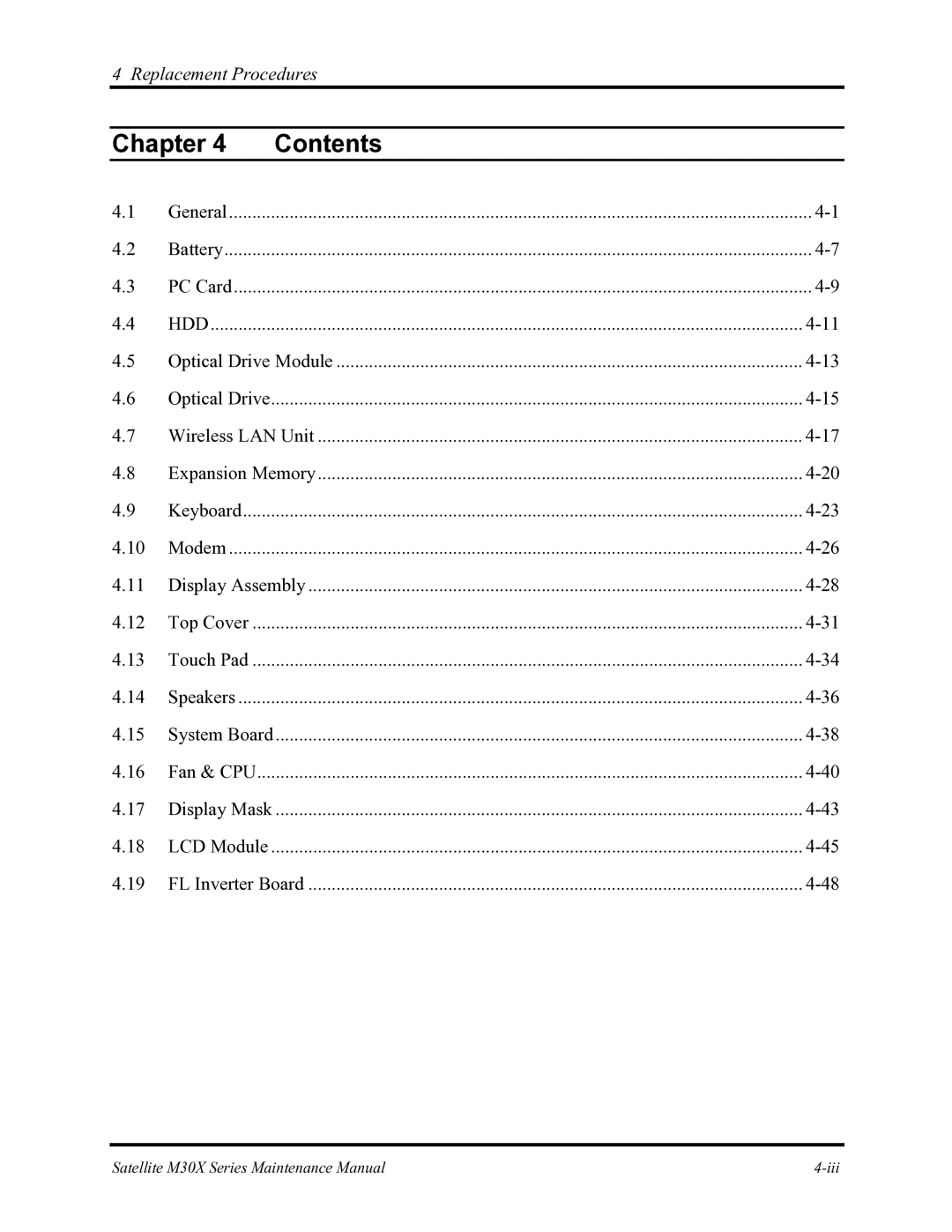 Toshiba Satellite M30X manual Chapter Contents 