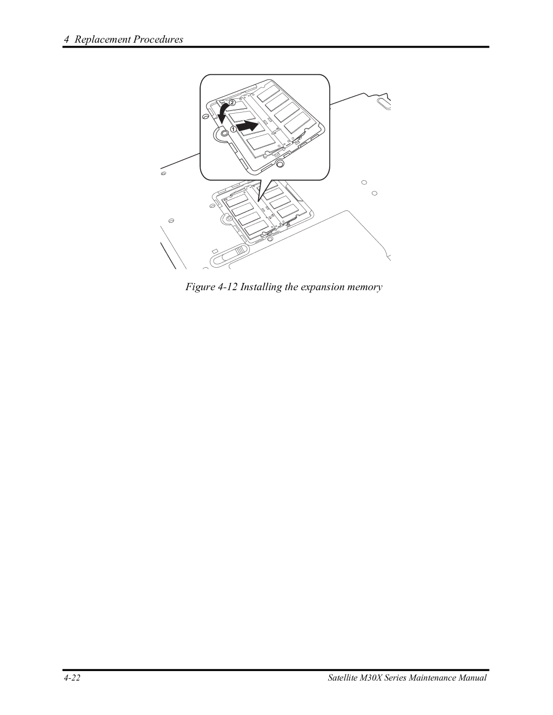 Toshiba Satellite M30X manual Installing the expansion memory 