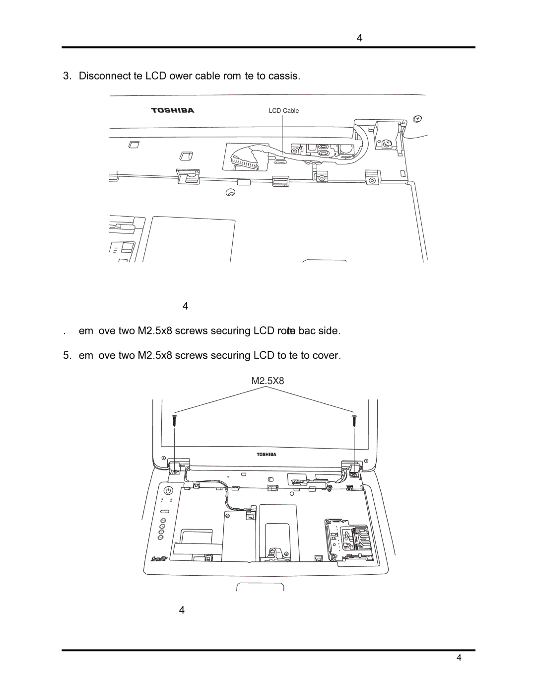 Toshiba Satellite M30X manual Disconnecting the LCD cable 