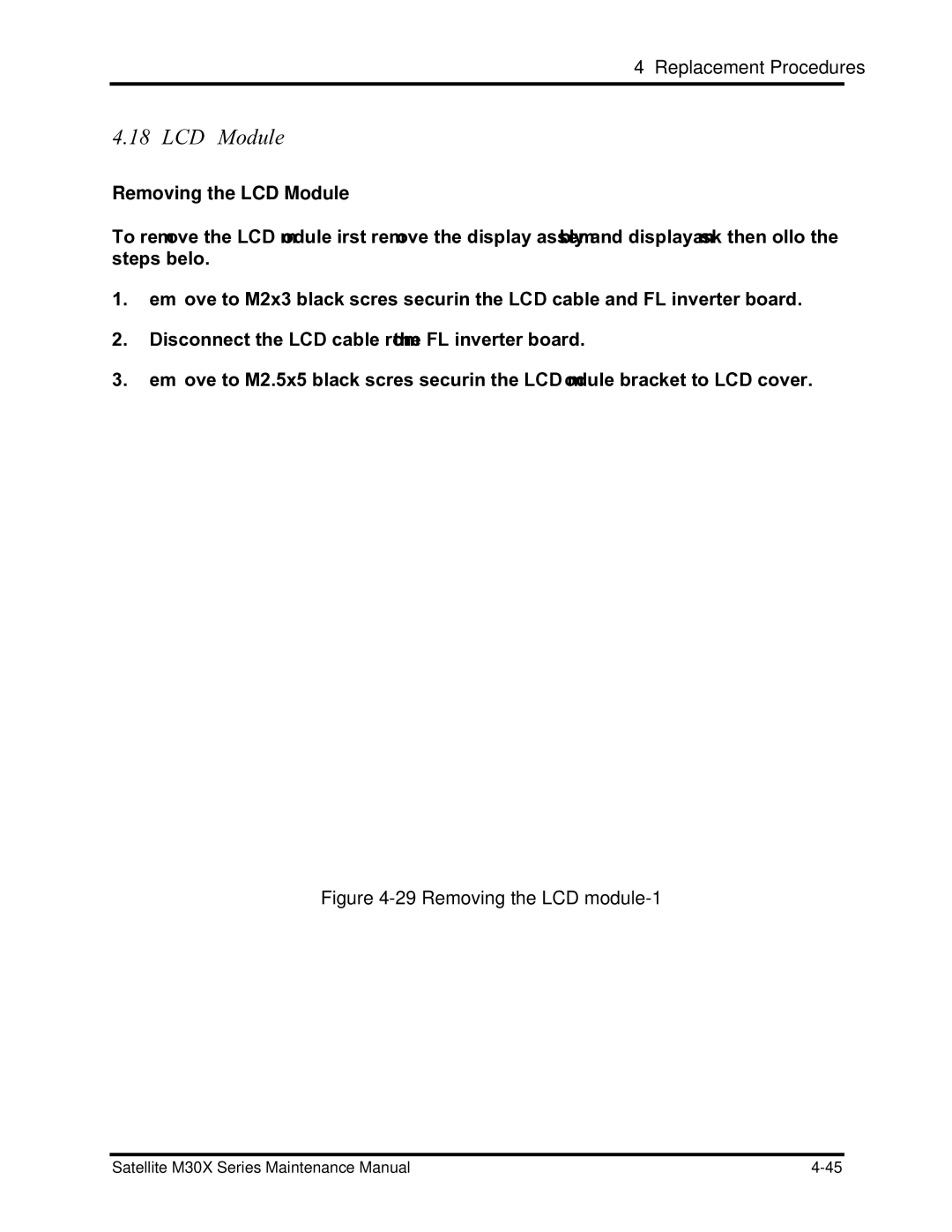 Toshiba Satellite M30X manual Removing the LCD Module 