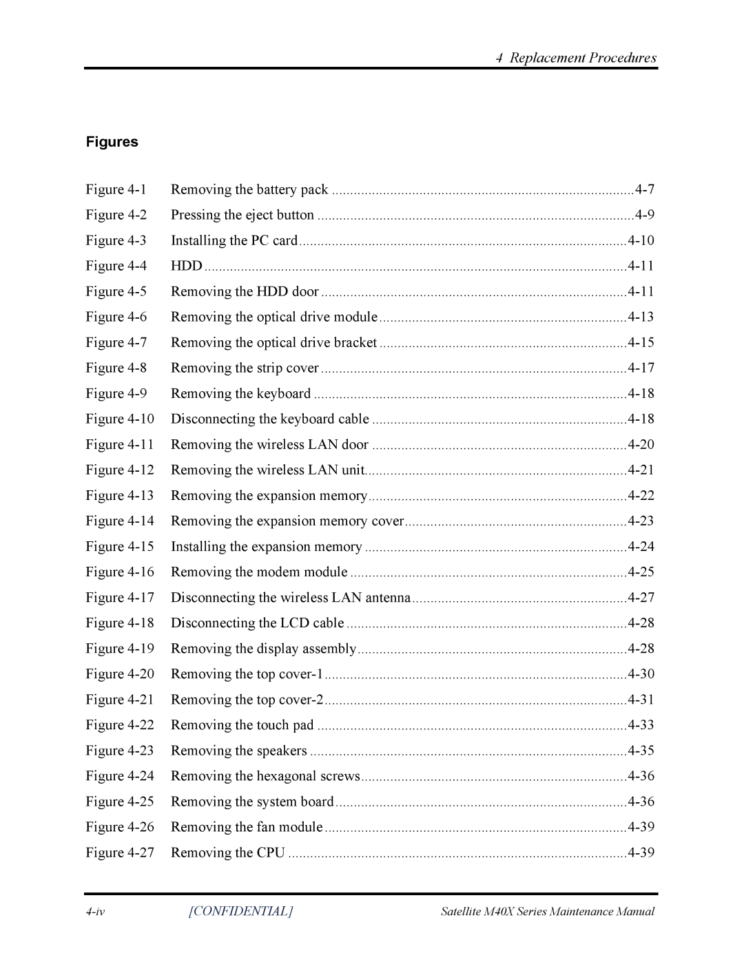 Toshiba Satellite M40X manual Figures 