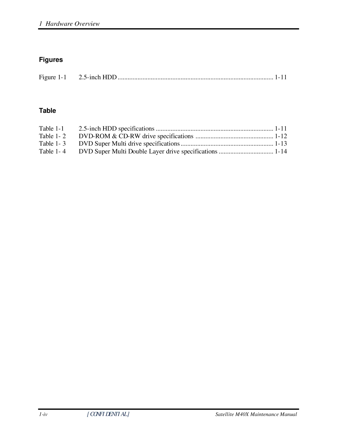 Toshiba Satellite M40X manual Figures 