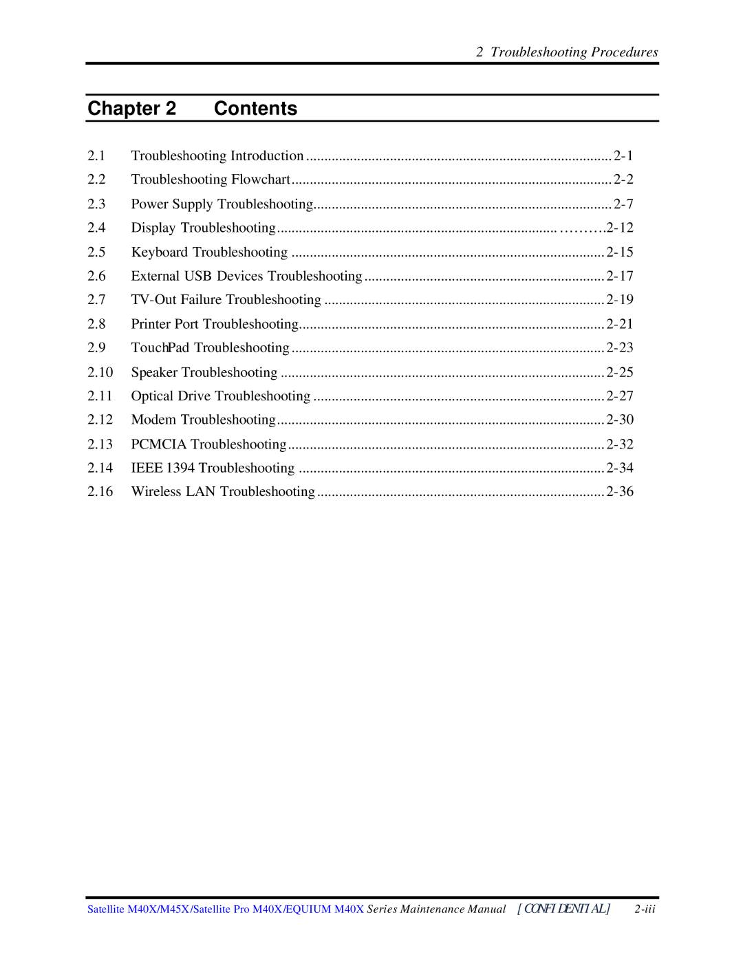 Toshiba Satellite M40X manual Chapter Contents 