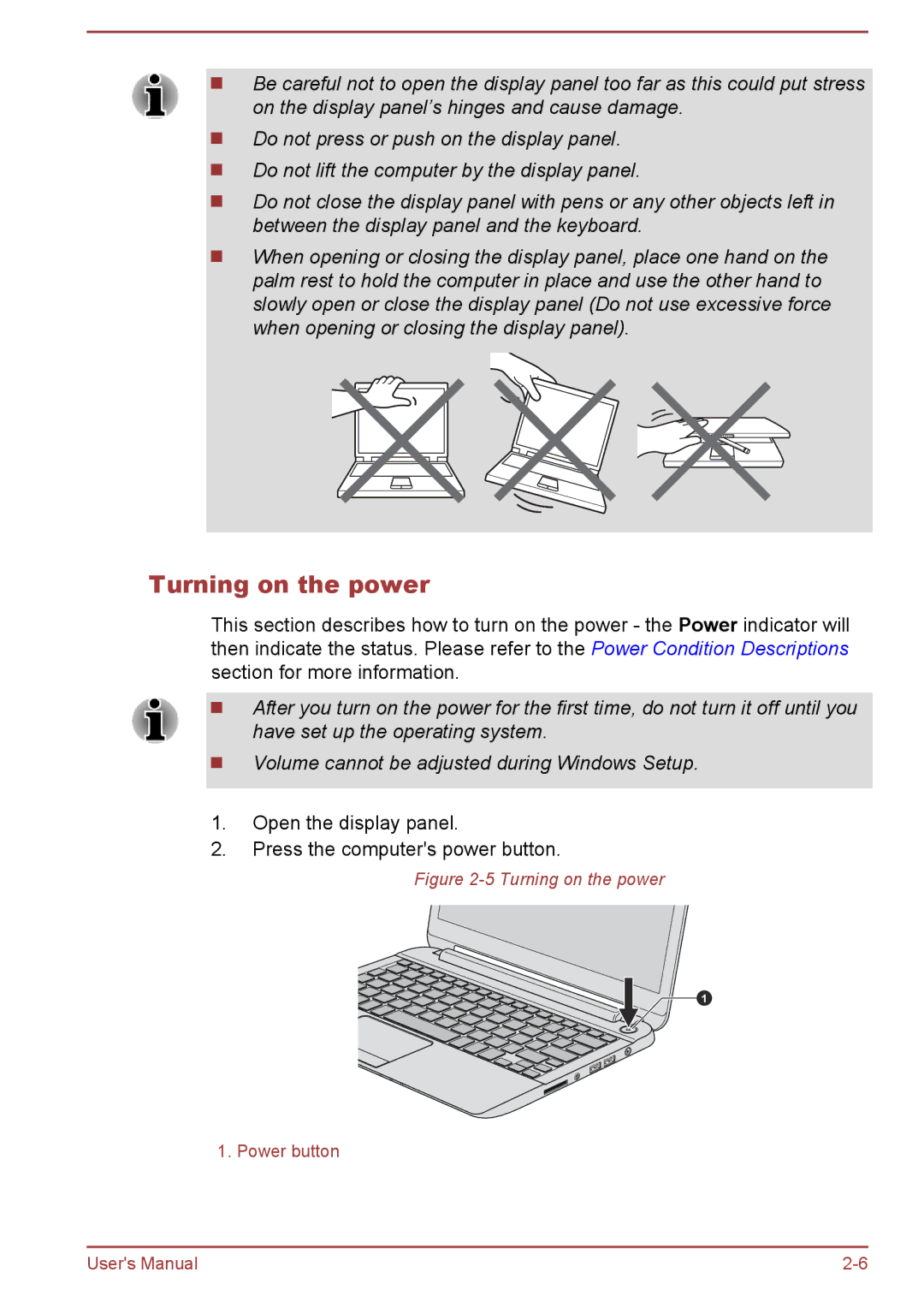 Toshiba satellite NB10-A/NB10t-A, Satellite Pro NB10-A/NB10t-A user manual Turning on the power 