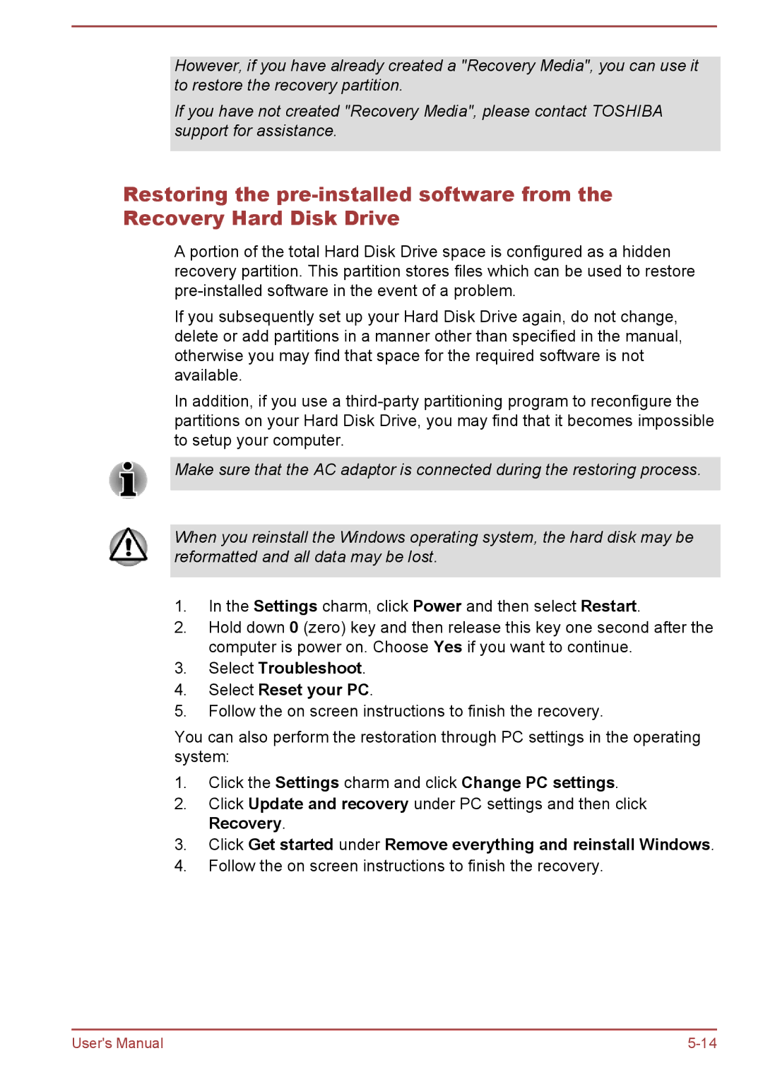 Toshiba Satellite Pro NB10-A/NB10t-A, satellite NB10-A/NB10t-A user manual Select Troubleshoot Select Reset your PC 