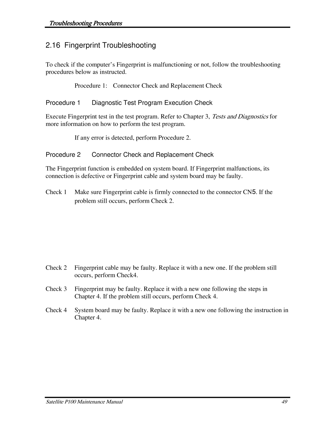 Toshiba satellite p100 manual Fingerprint Troubleshooting 