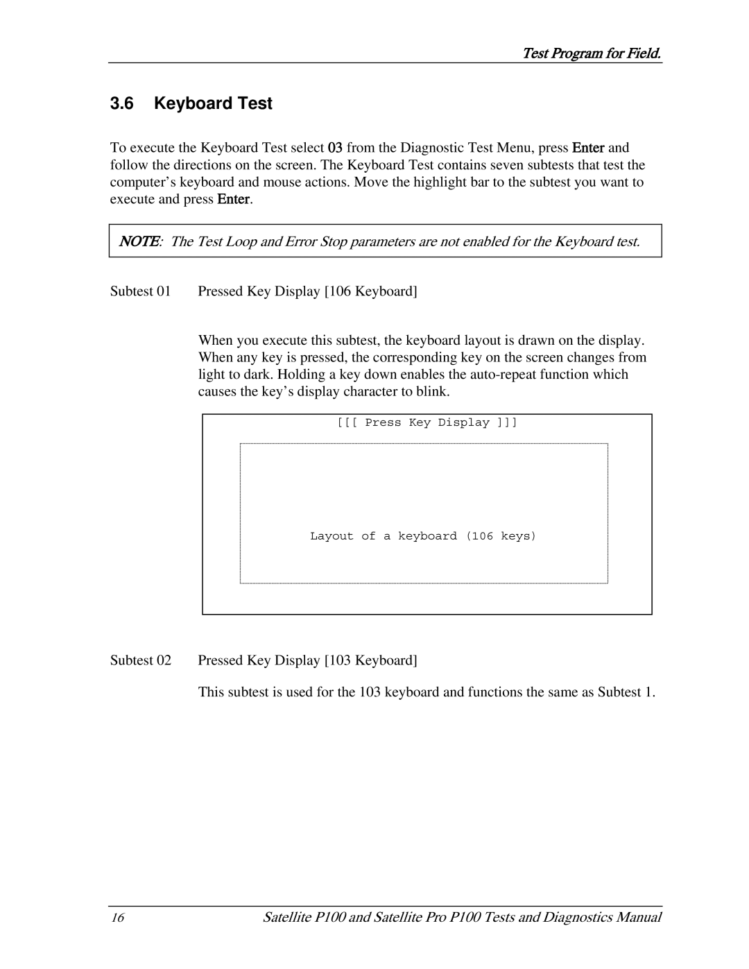 Toshiba satellite p100 manual Keyboard Test 