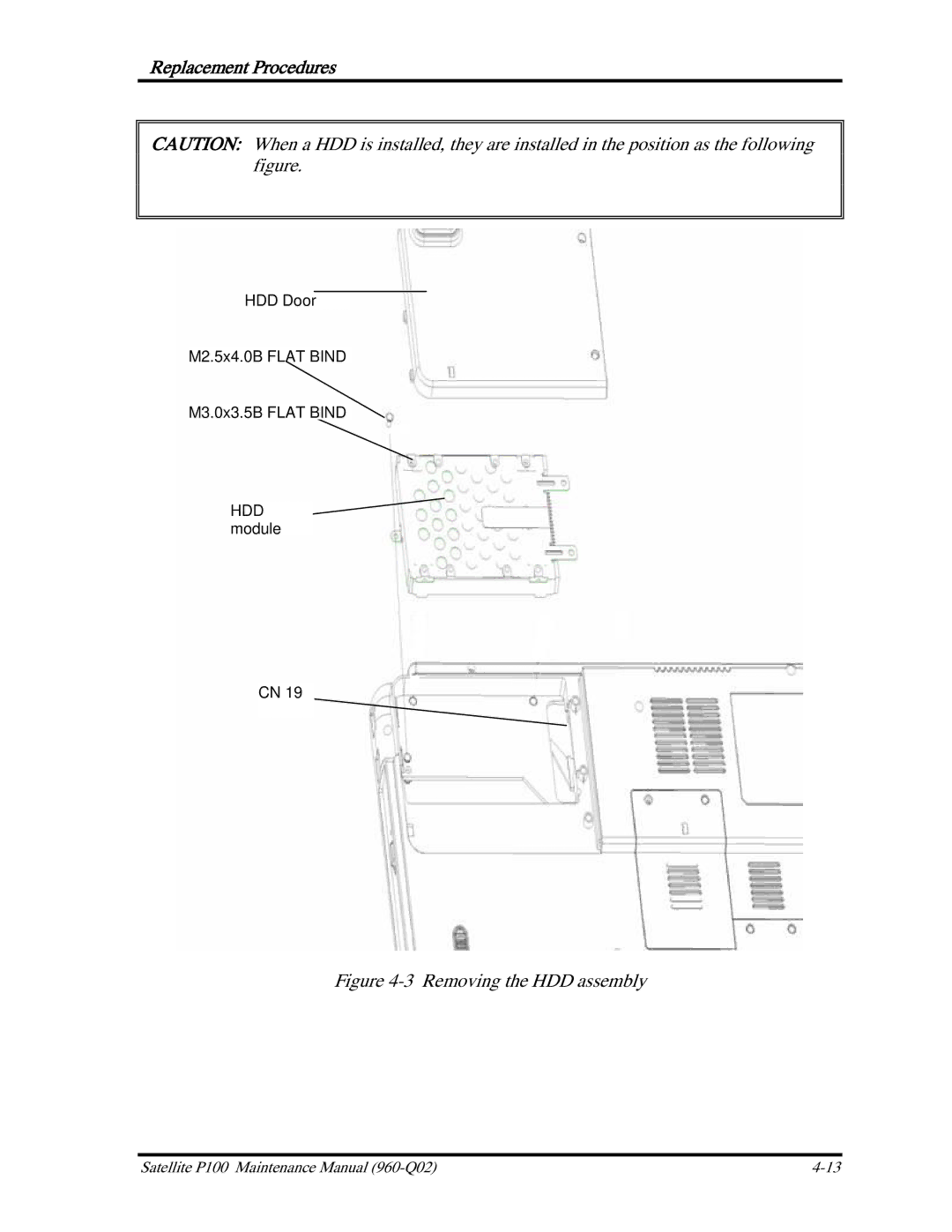 Toshiba satellite p100 manual Removing the HDD assembly 