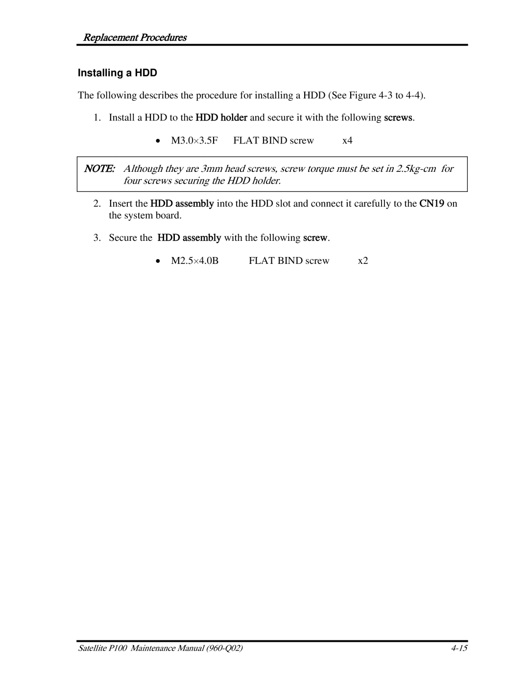 Toshiba satellite p100 manual Installing a HDD 