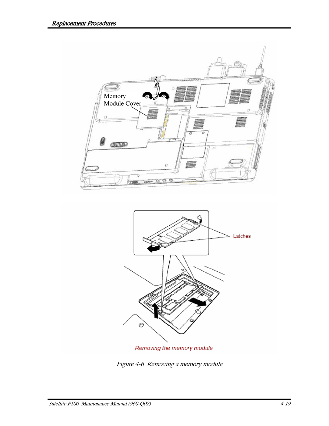 Toshiba satellite p100 manual Removing a memory module 