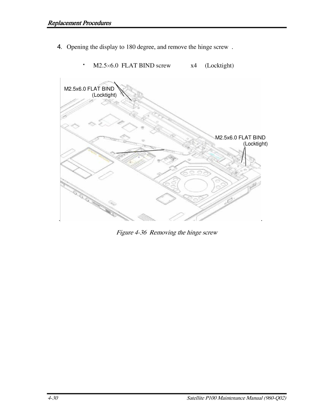 Toshiba satellite p100 manual ‧ M2.5⋅6.0 Flat Bind screw X4 Locktight 