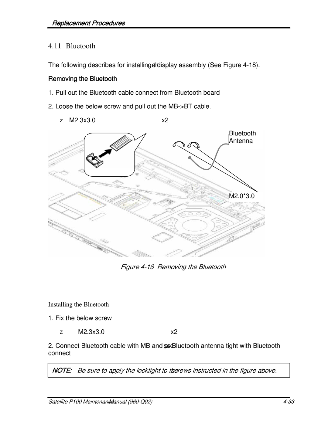 Toshiba satellite p100 manual Installing the Bluetooth 