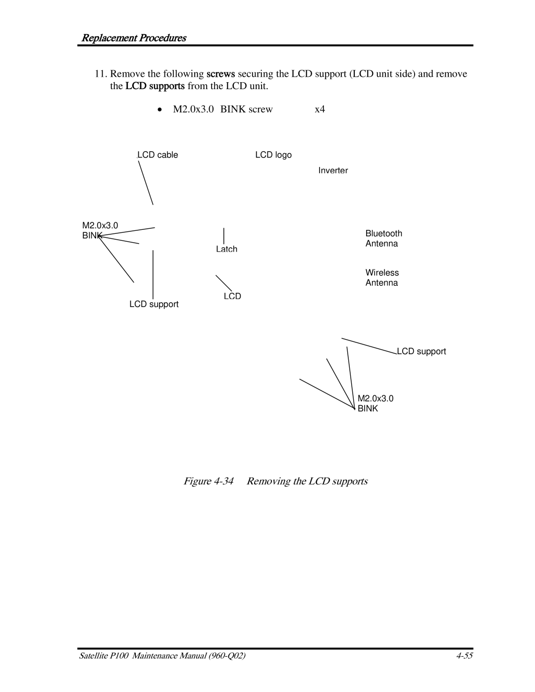 Toshiba satellite p100 manual Removing the LCD supports 