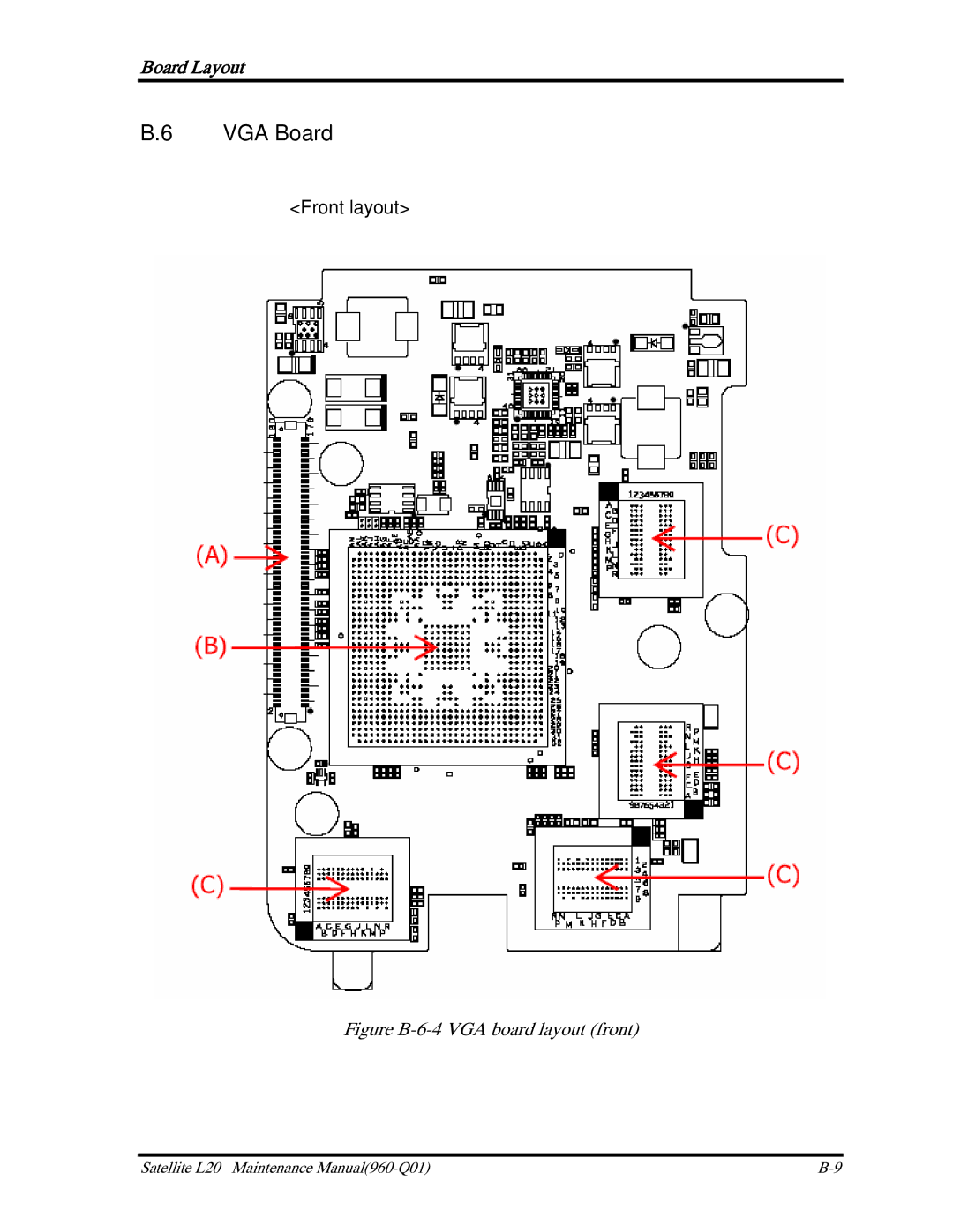 Toshiba satellite p100 manual VGA Board, Front layout 