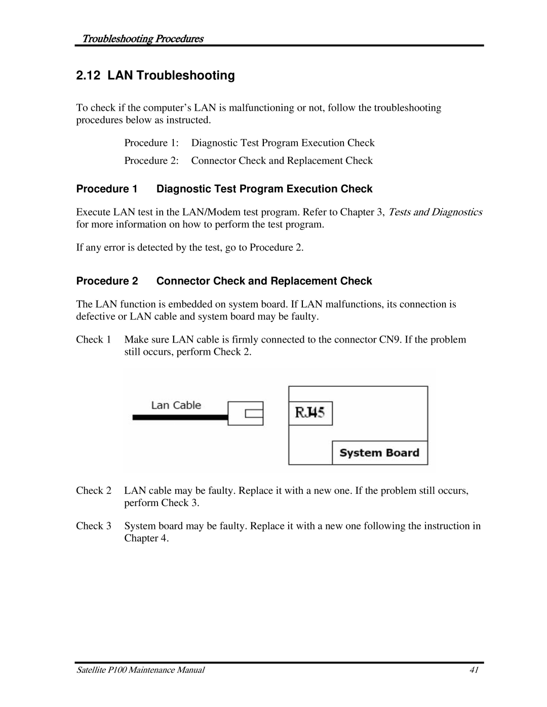 Toshiba satellite p100 manual LAN Troubleshooting 