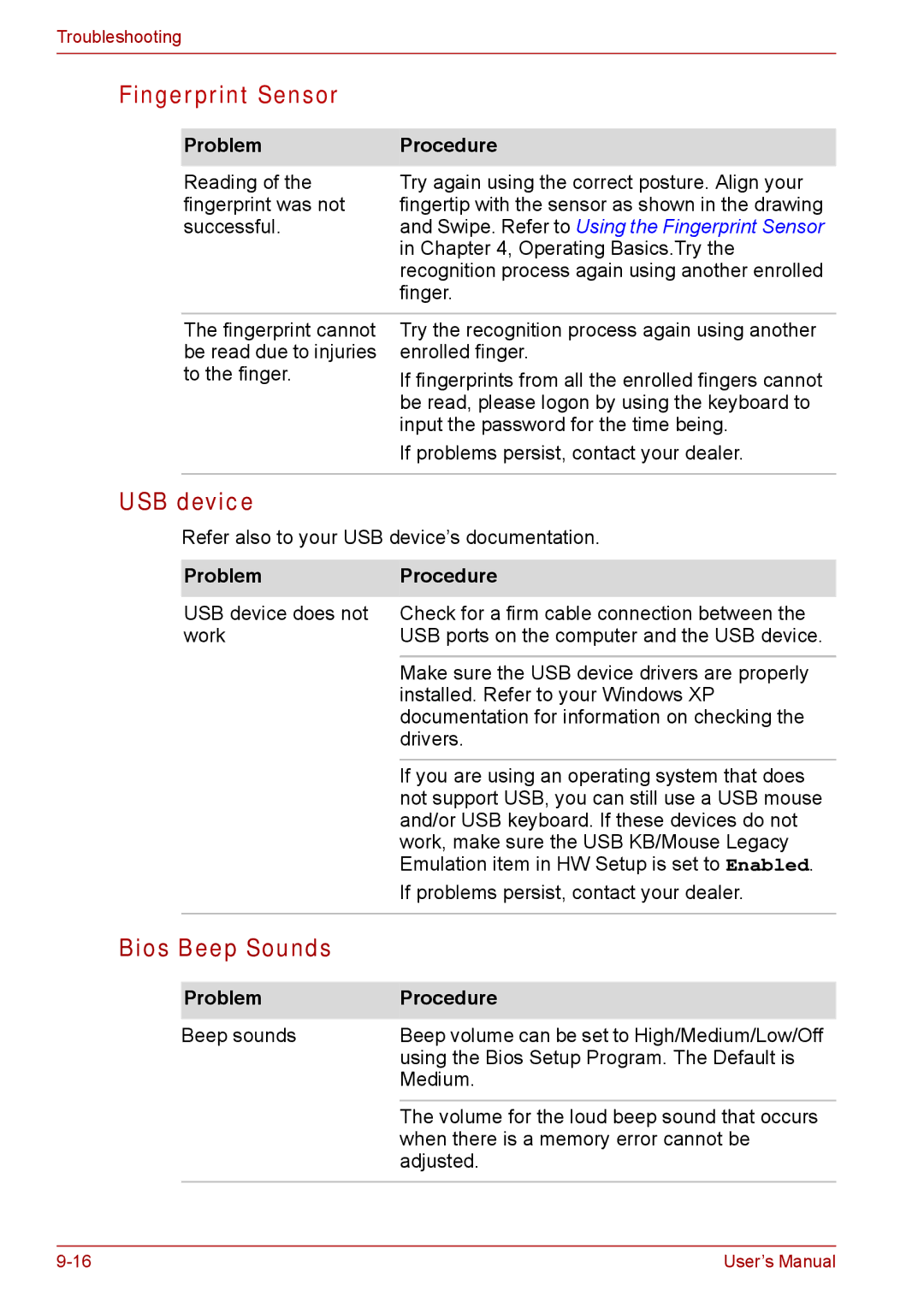 Toshiba SATELLITE PRO A120, Tecra A8 manual USB device, Bios Beep Sounds 