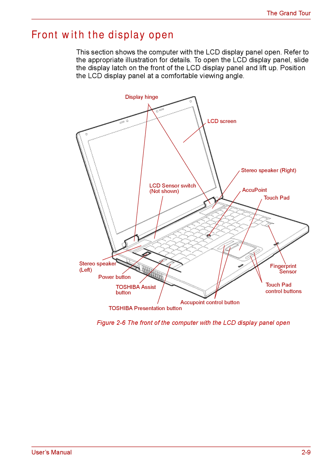 Toshiba Tecra A8, SATELLITE PRO A120 manual Front with the display open 