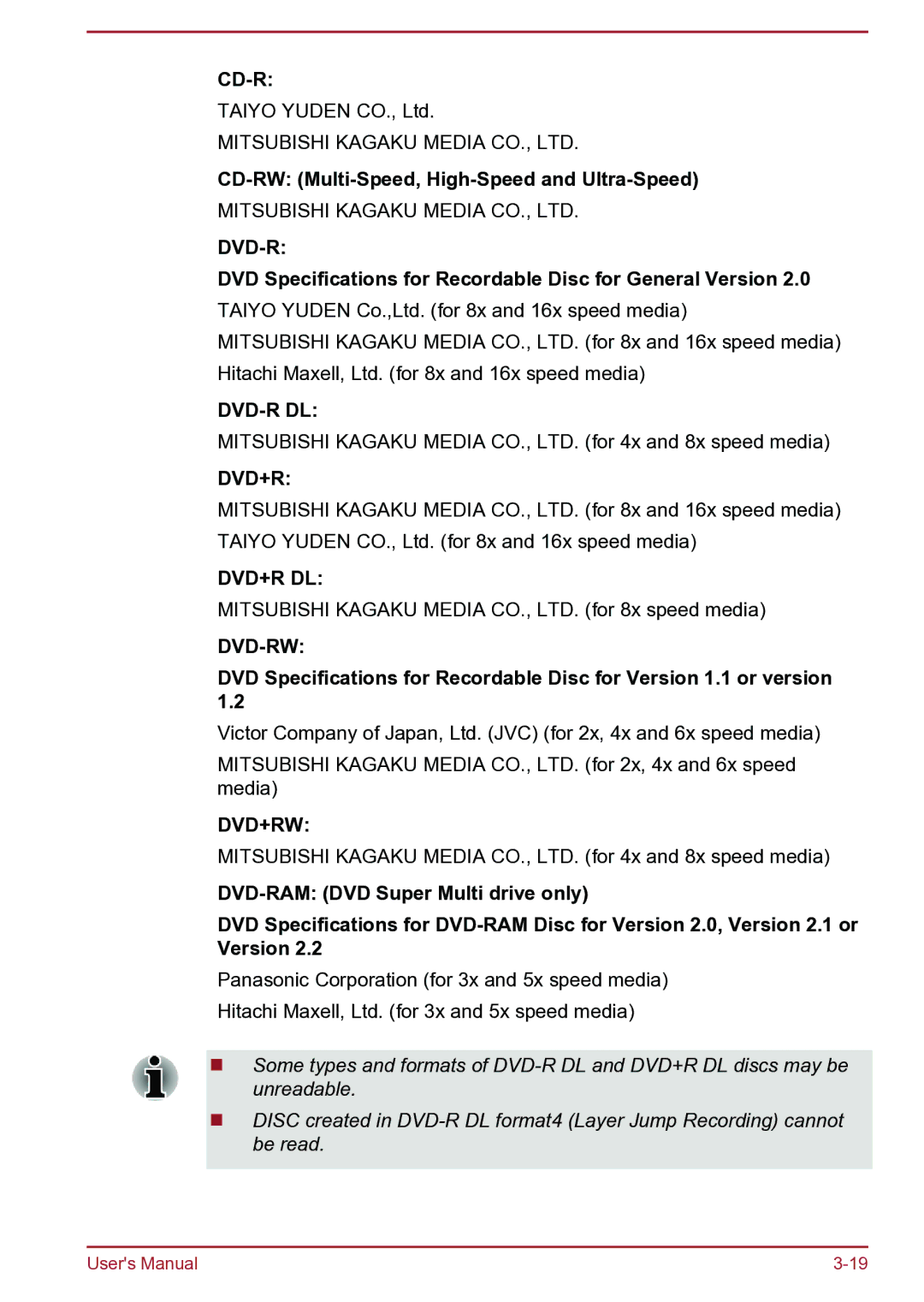 Toshiba Satellite Pro S850 user manual CD-RW Multi-Speed, High-Speed and Ultra-Speed 