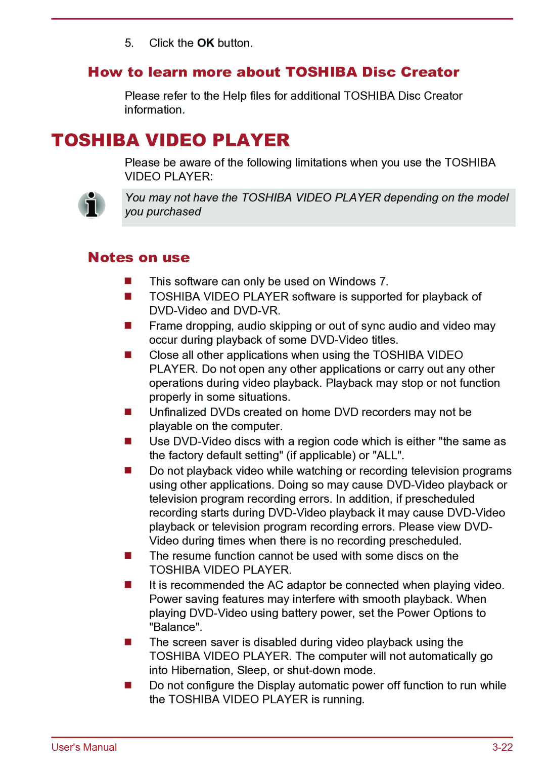 Toshiba Satellite Pro S850 user manual Toshiba Video Player, How to learn more about Toshiba Disc Creator 