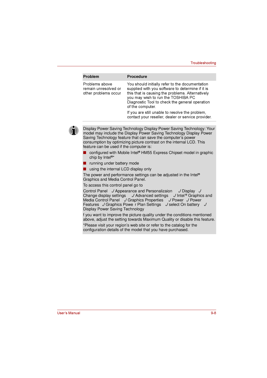 Toshiba satellite pro user manual Display Power Saving Technology 