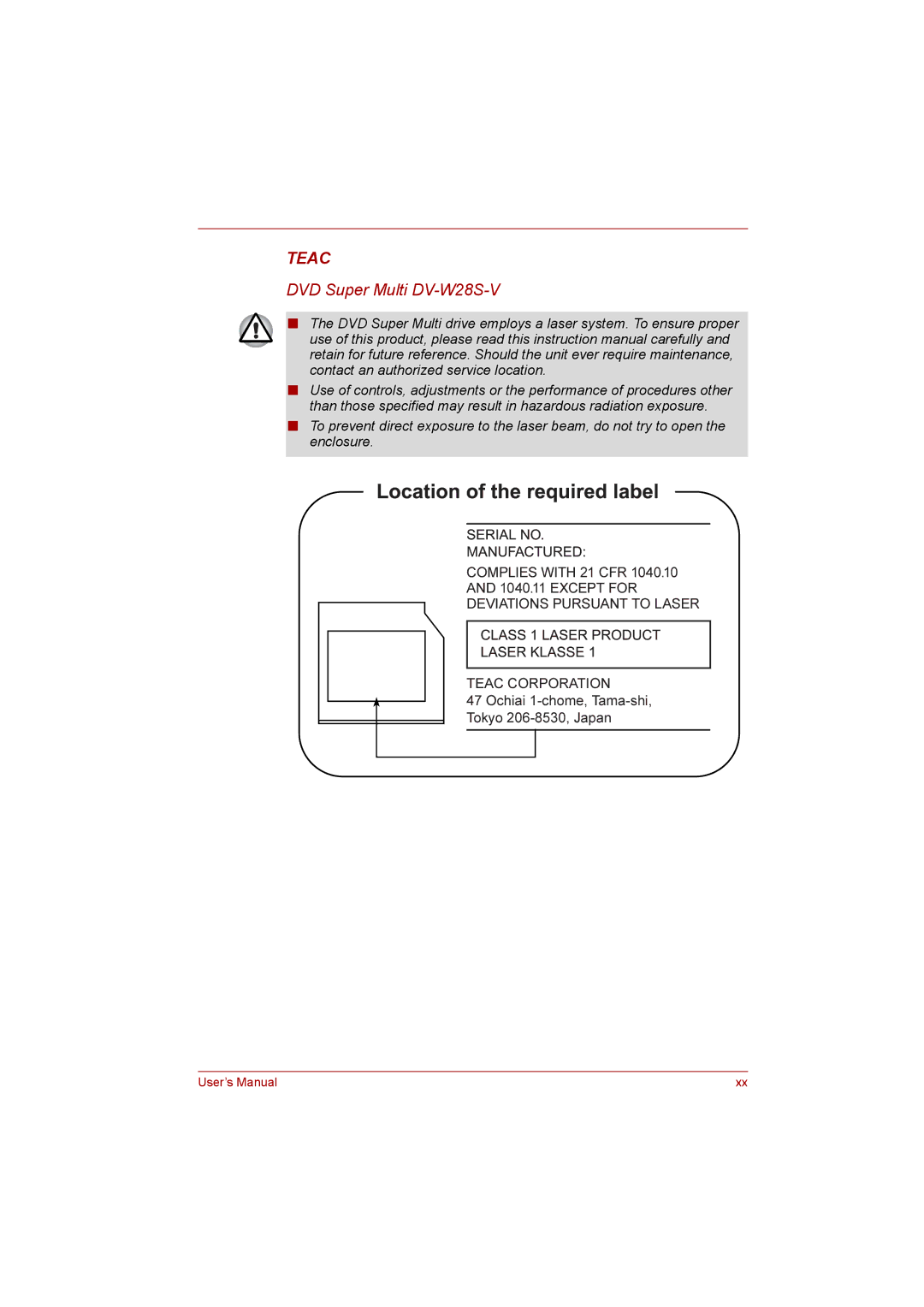 Toshiba satellite pro user manual Teac 