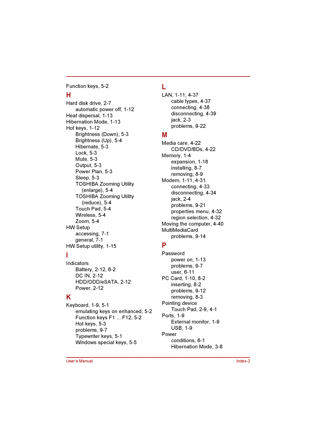 Toshiba satellite pro user manual User’s Manual Index-2 