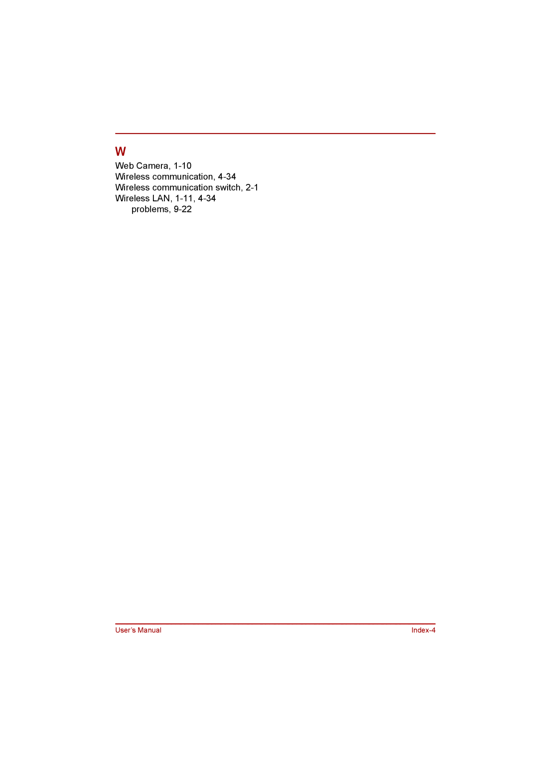 Toshiba satellite pro user manual User’s Manual Index-4 