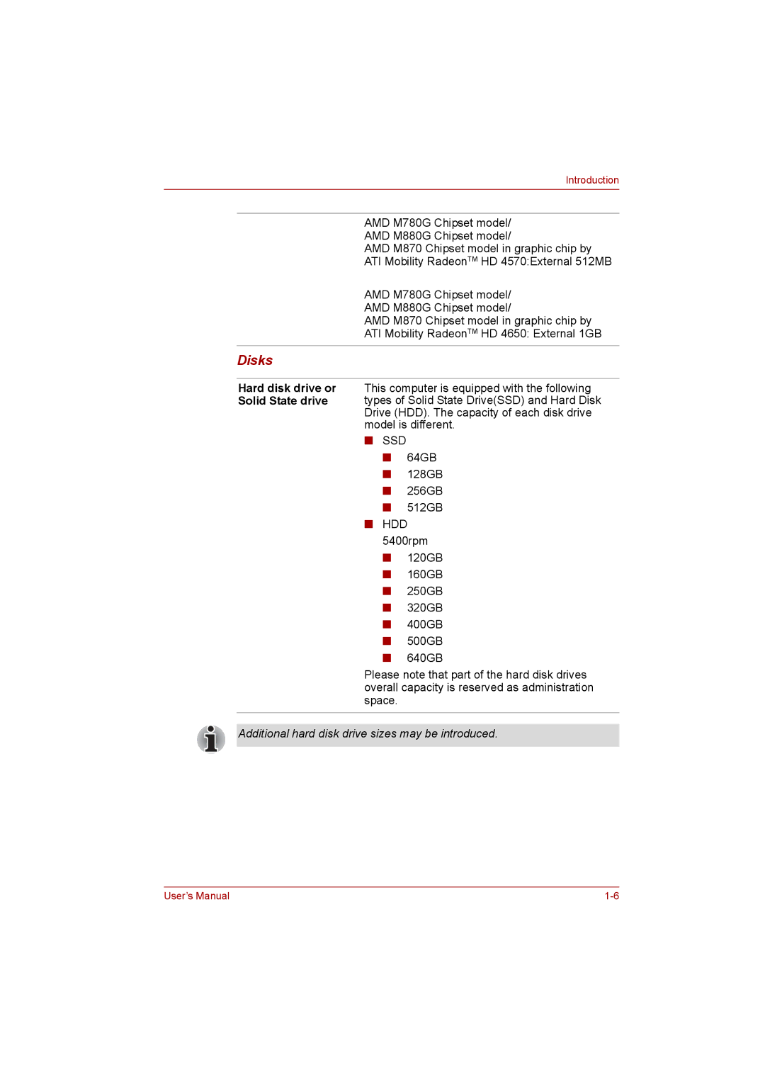 Toshiba satellite pro user manual Disks, Ssd 