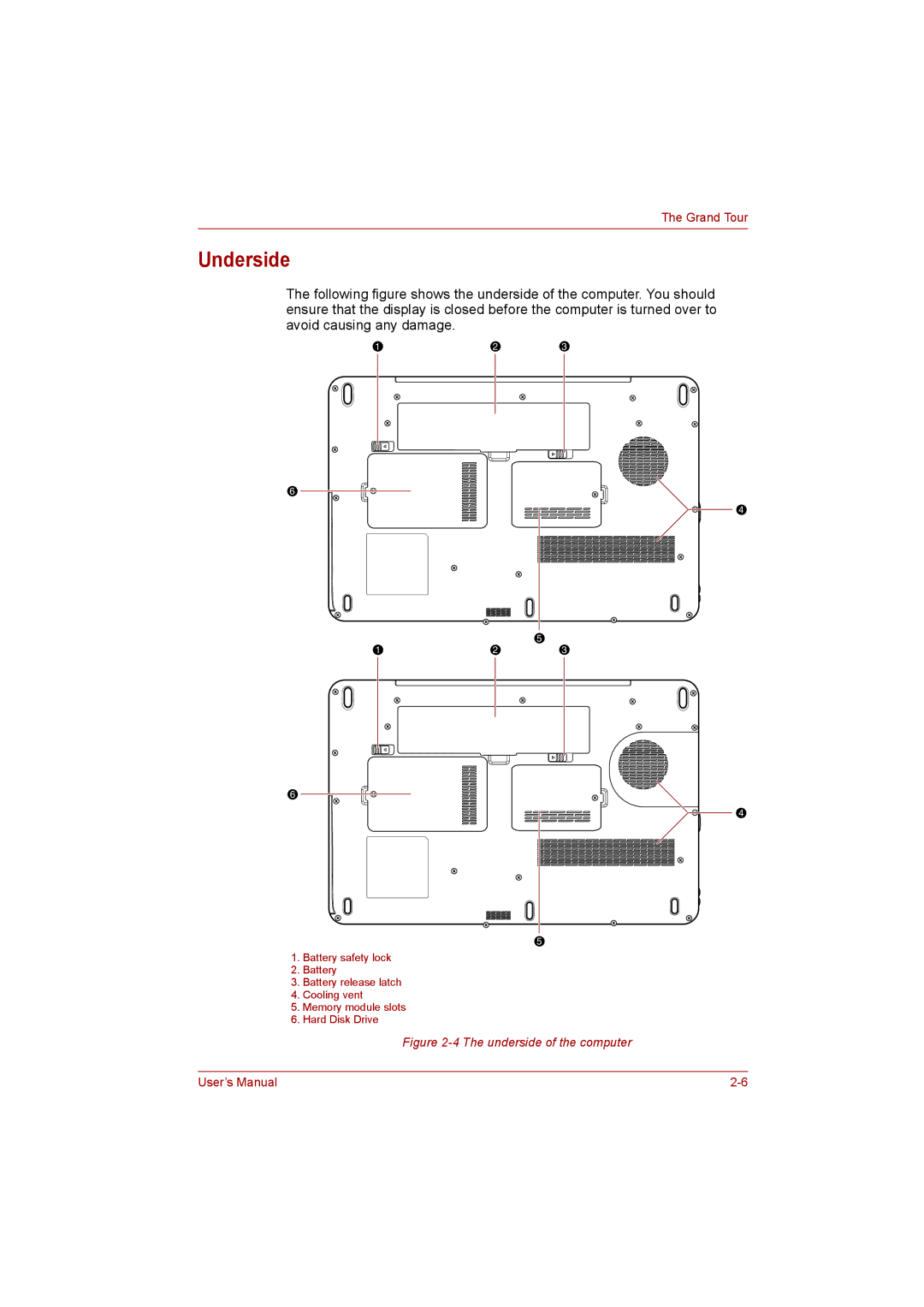 Toshiba satellite pro user manual Underside of the computer 