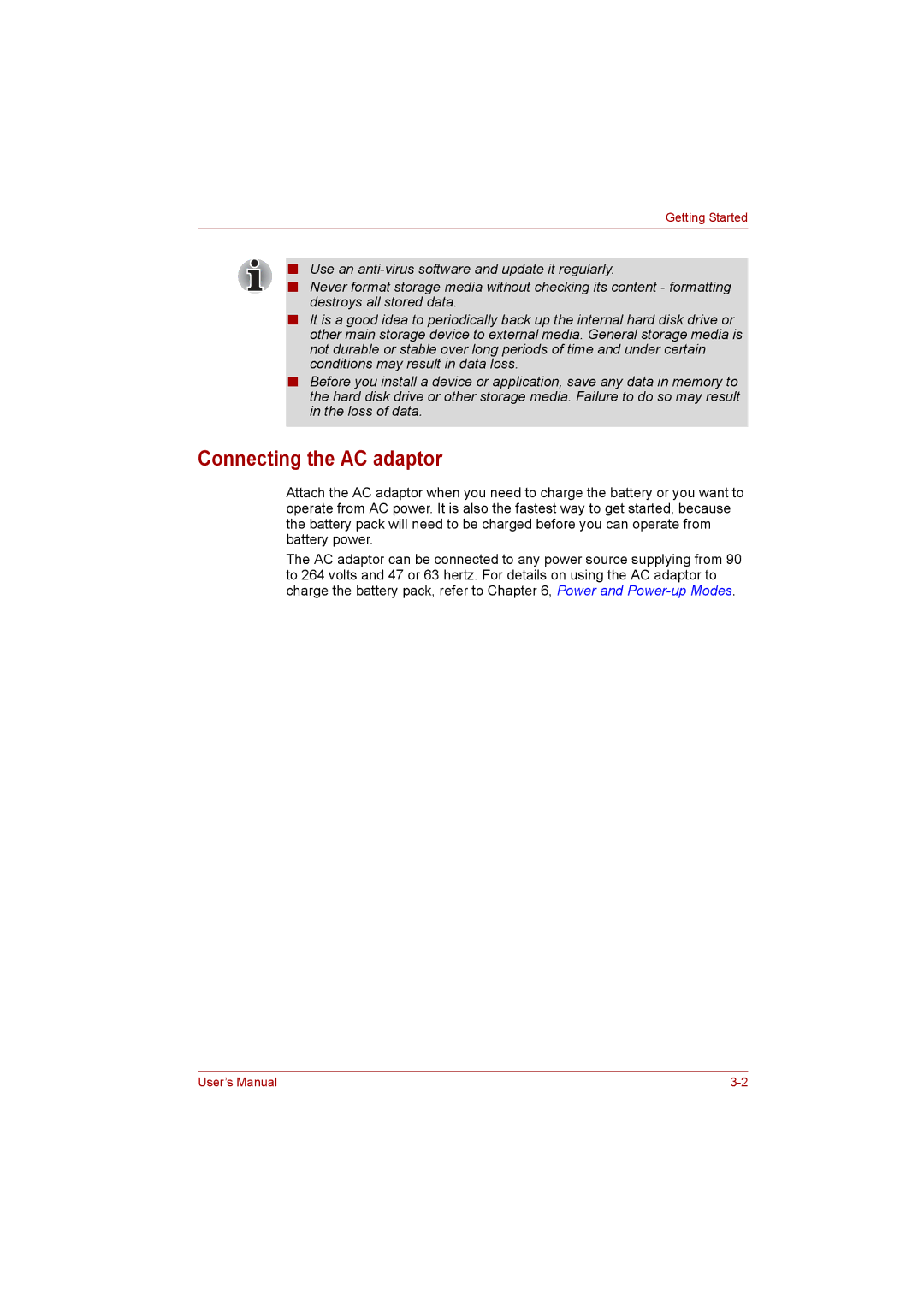 Toshiba satellite pro user manual Connecting the AC adaptor 