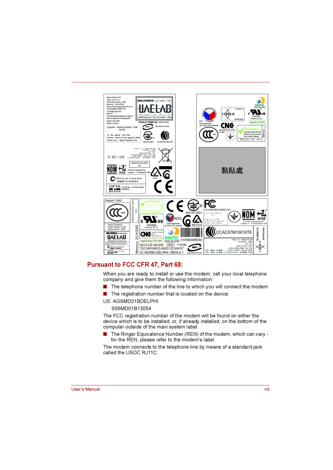 Toshiba satellite pro user manual Pursuant to FCC CFR 47, Part 