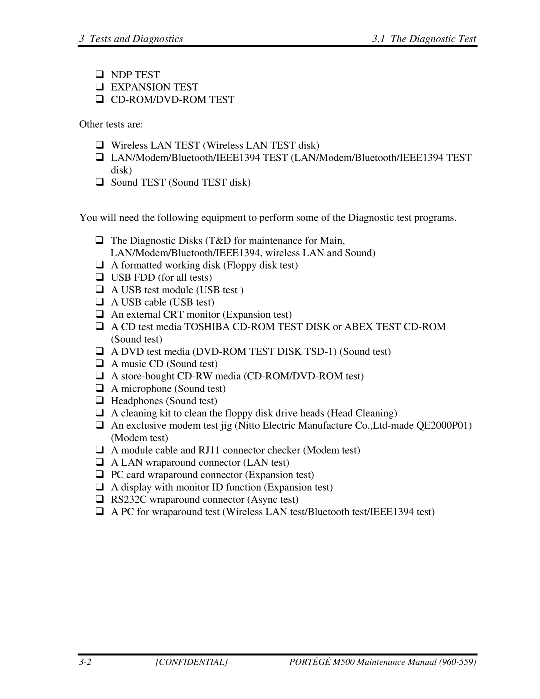 Toshiba SATELLITE U200 manual Tests and Diagnostics Diagnostic Test, ‰ NDP Test ‰ Expansion Test ‰ CD-ROM/DVD-ROM Test 