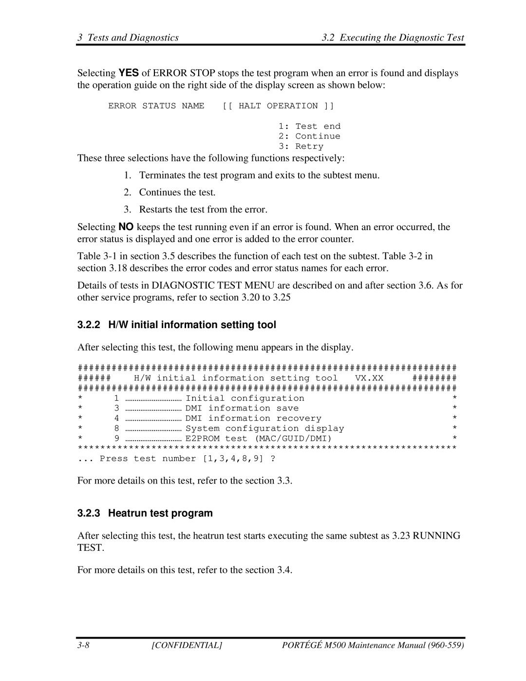 Toshiba SATELLITE U200 manual 2 H/W initial information setting tool, Heatrun test program 