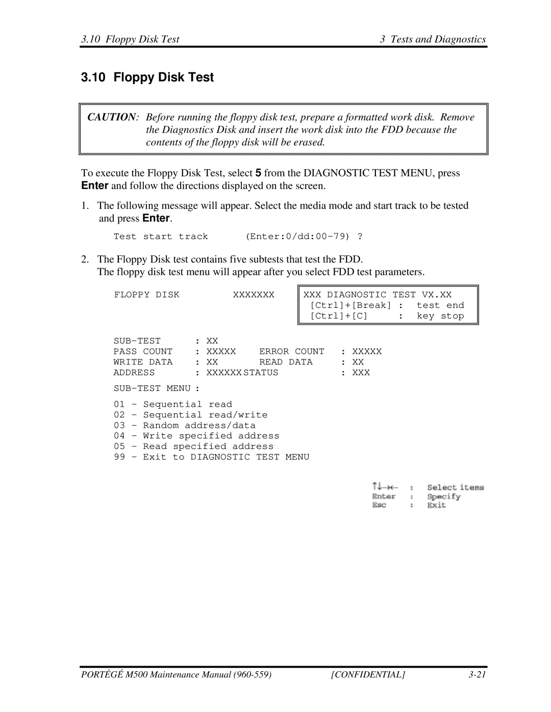 Toshiba SATELLITE U200 manual Floppy Disk Test Tests and Diagnostics 