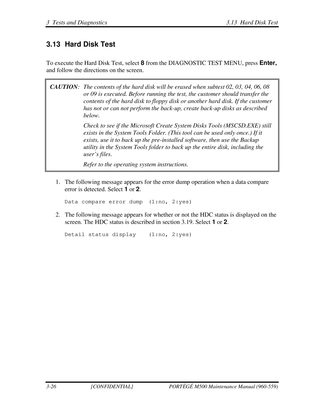 Toshiba SATELLITE U200 manual Tests and Diagnostics Hard Disk Test 