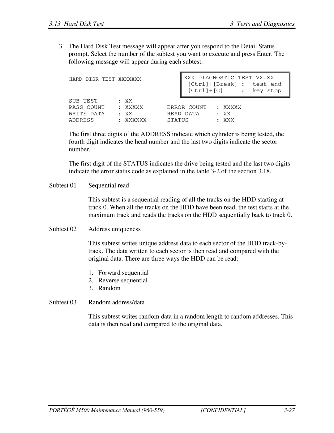 Toshiba SATELLITE U200 manual Hard Disk Test Tests and Diagnostics 