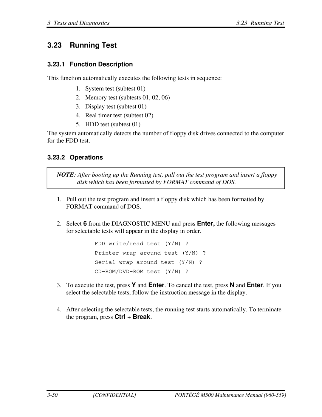 Toshiba SATELLITE U200 manual Tests and Diagnostics Running Test 