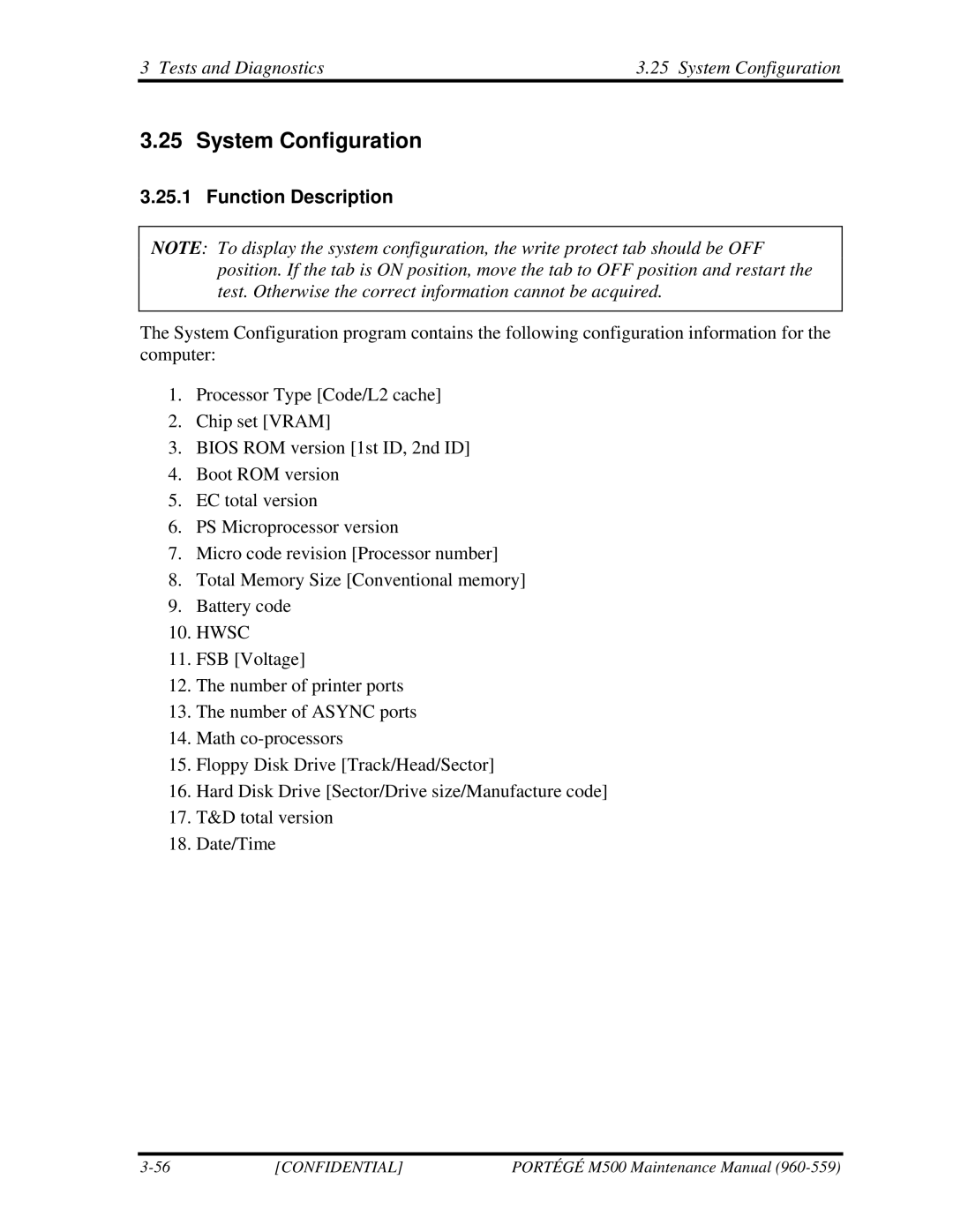 Toshiba SATELLITE U200 manual Tests and Diagnostics System Configuration 