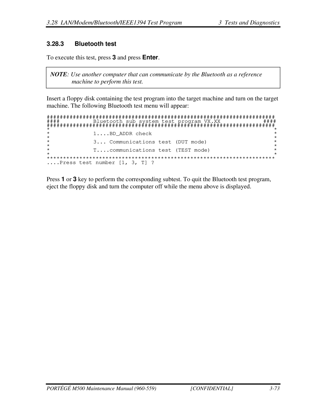 Toshiba SATELLITE U200 manual Bluetooth test 