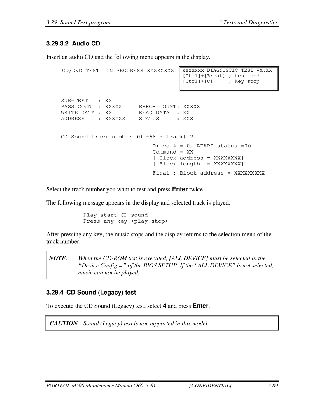 Toshiba SATELLITE U200 manual Audio CD, CD Sound Legacy test 