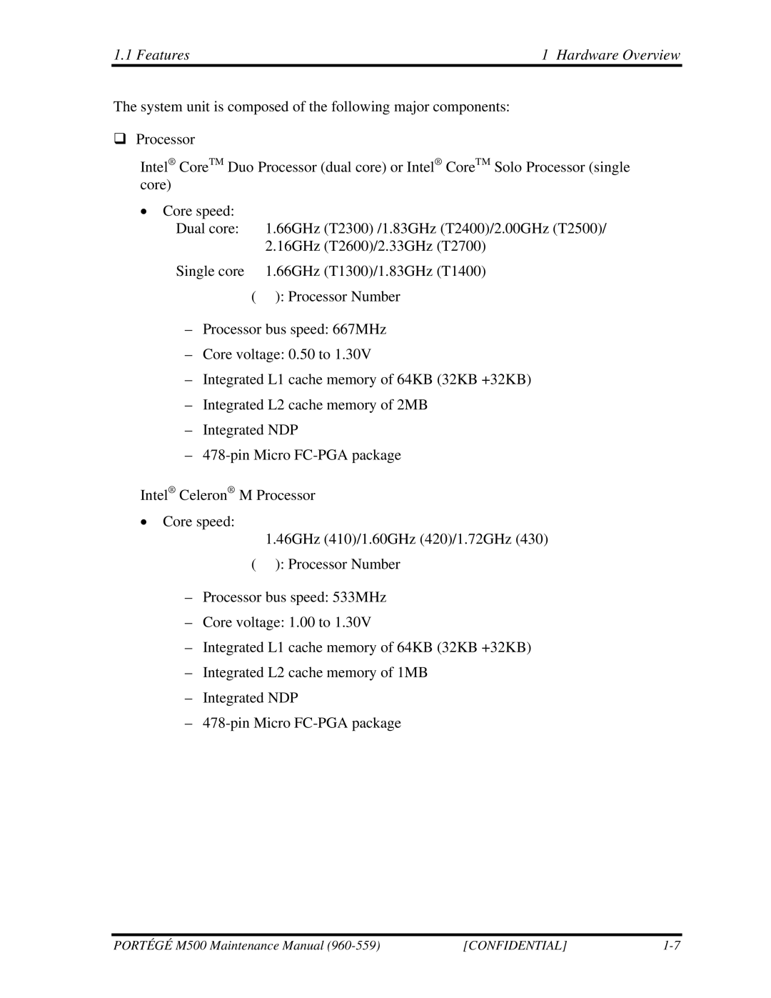 Toshiba SATELLITE U200 manual Features Hardware Overview 