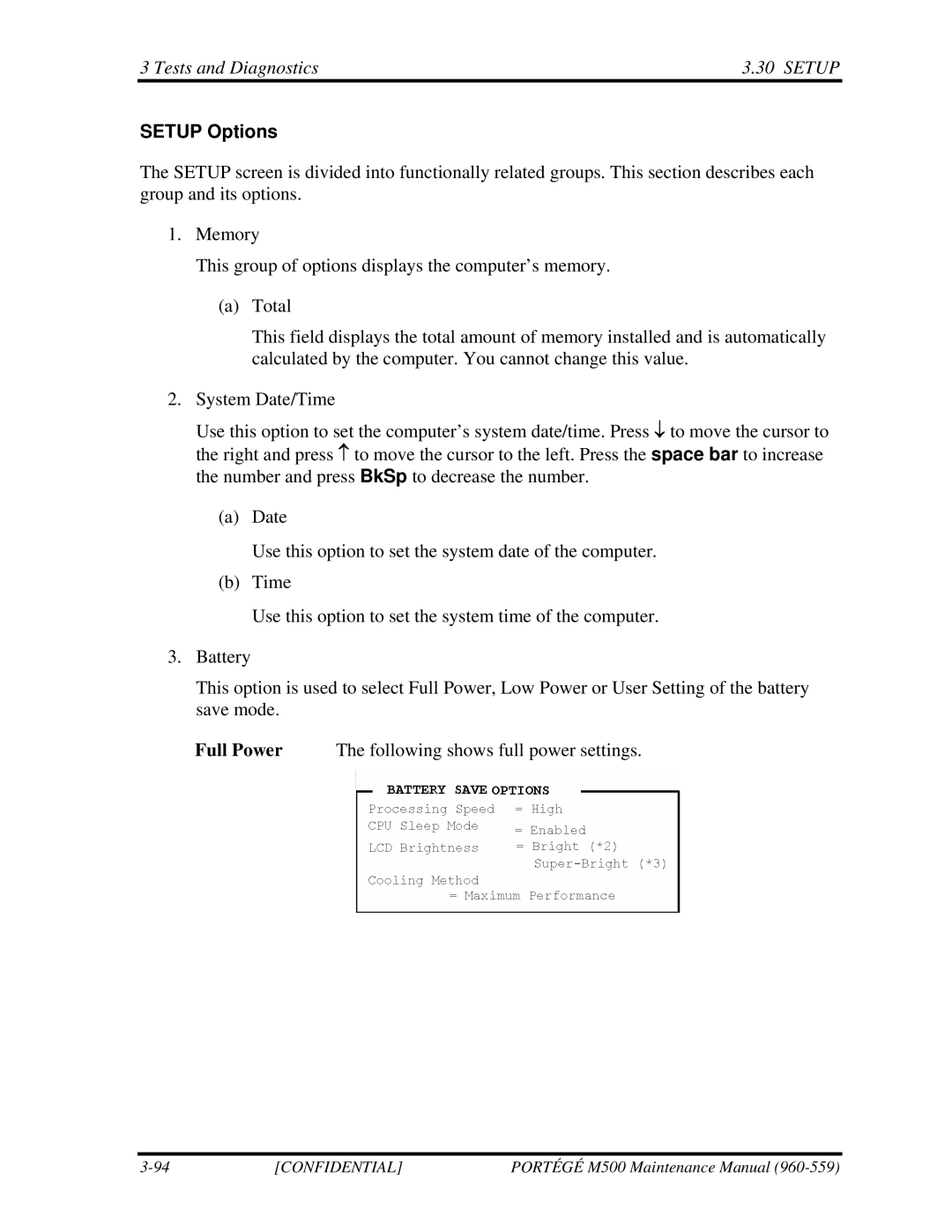 Toshiba SATELLITE U200 manual Setup Options 