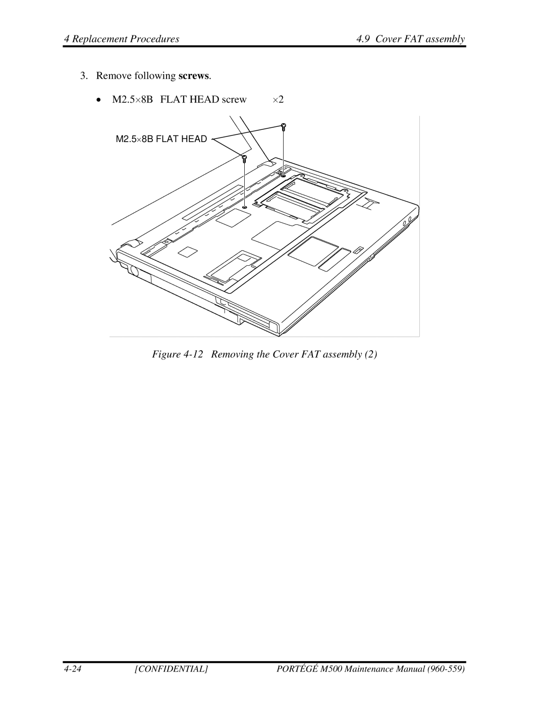 Toshiba SATELLITE U200 manual Removing the Cover FAT assembly 