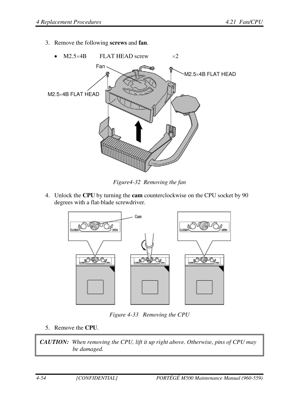 Toshiba SATELLITE U200 manual Removing the fan 