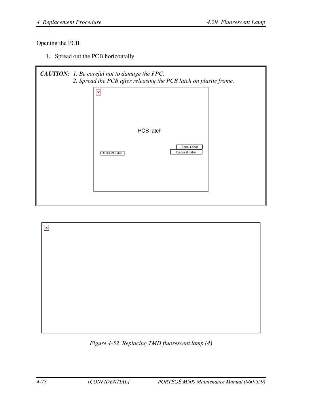 Toshiba SATELLITE U200 manual Replacing TMD fluorescent lamp 