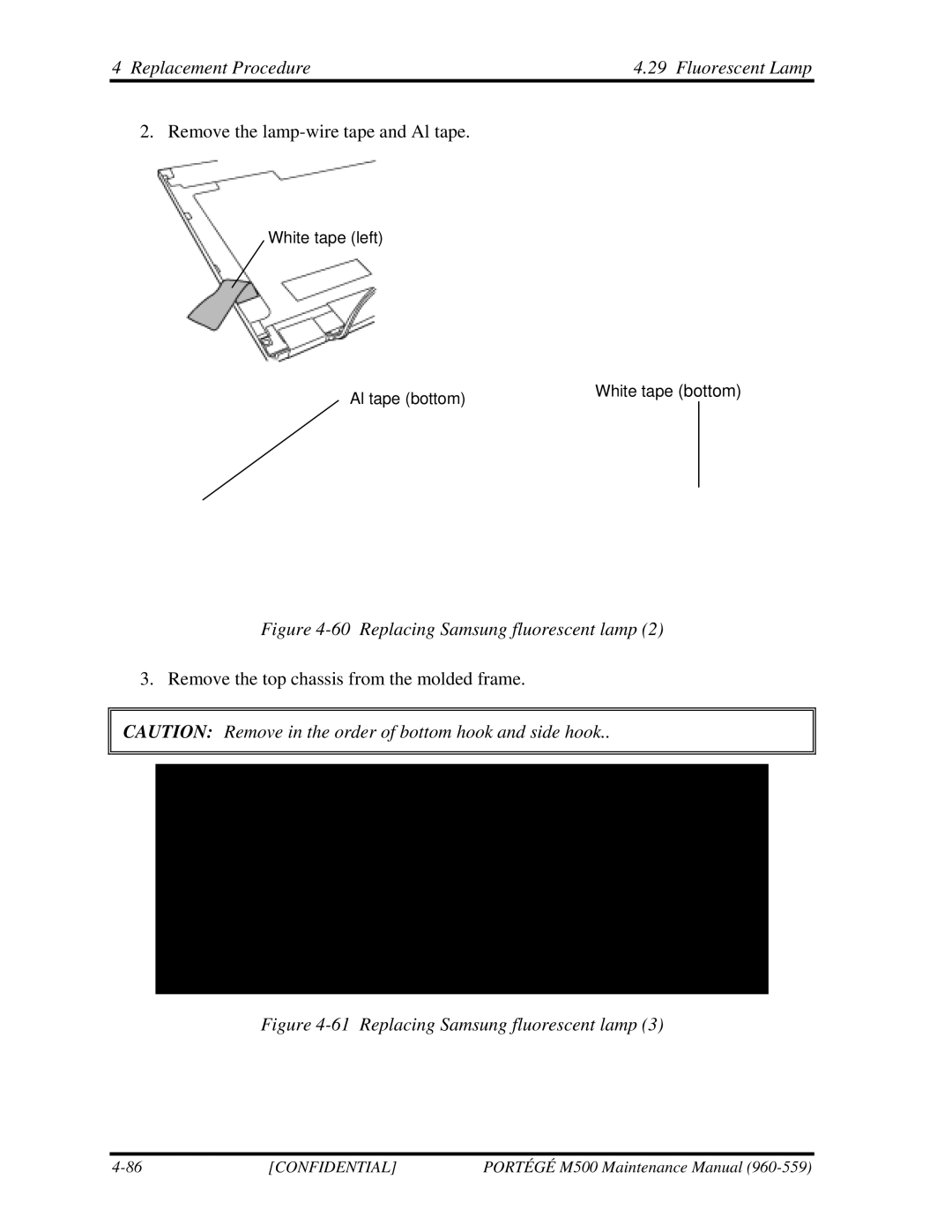 Toshiba SATELLITE U200 manual Replacing Samsung fluorescent lamp 