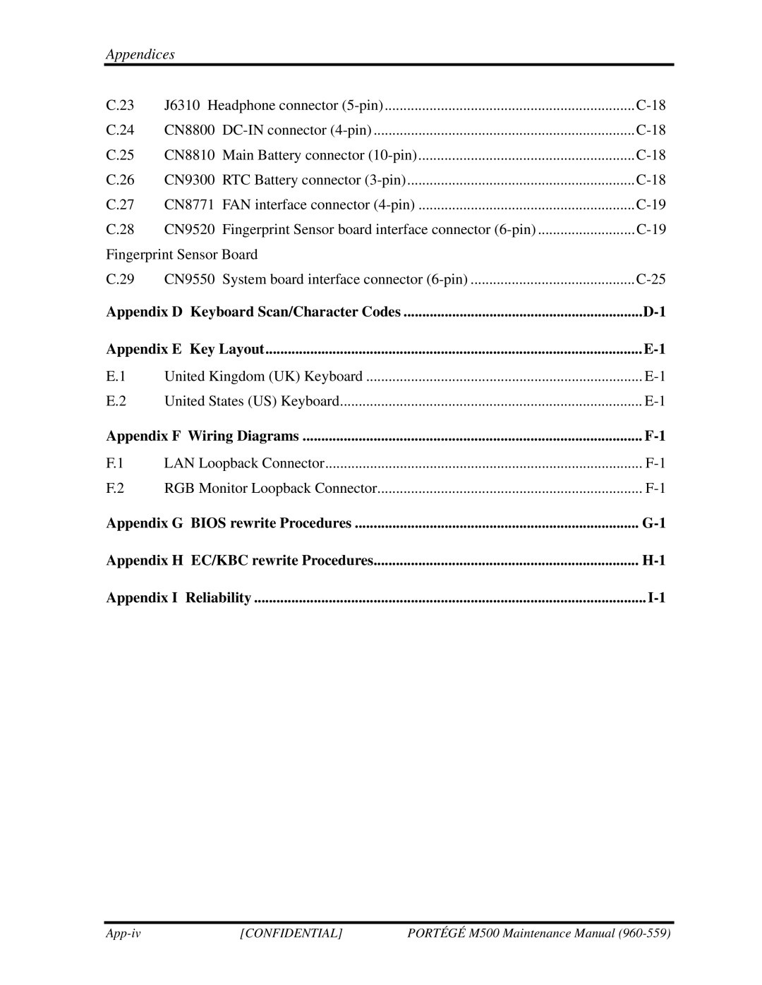 Toshiba SATELLITE U200 manual Appendix F Wiring Diagrams 