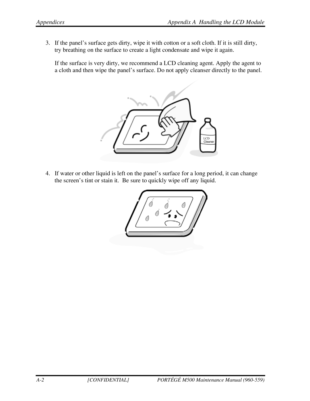 Toshiba SATELLITE U200 manual Appendices Appendix a Handling the LCD Module 